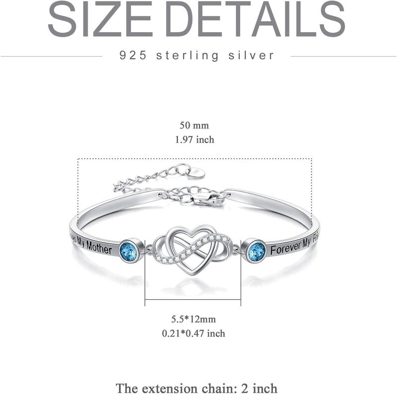 AOBOCO 925 Sterling Silver Adjustable Infinity Heart Bangle Bracelet for Sister Best Friend Daughter Mom Grandma Granddaughter Daughter in Law Godmother Goddaughter Stepmom Stepdaughter - Image 4
